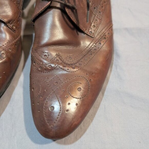 Ted Baker London Vineey Burgundy Derby Wingtip Men Oxford Leather Shoes Size 10 - Picture 3 of 11